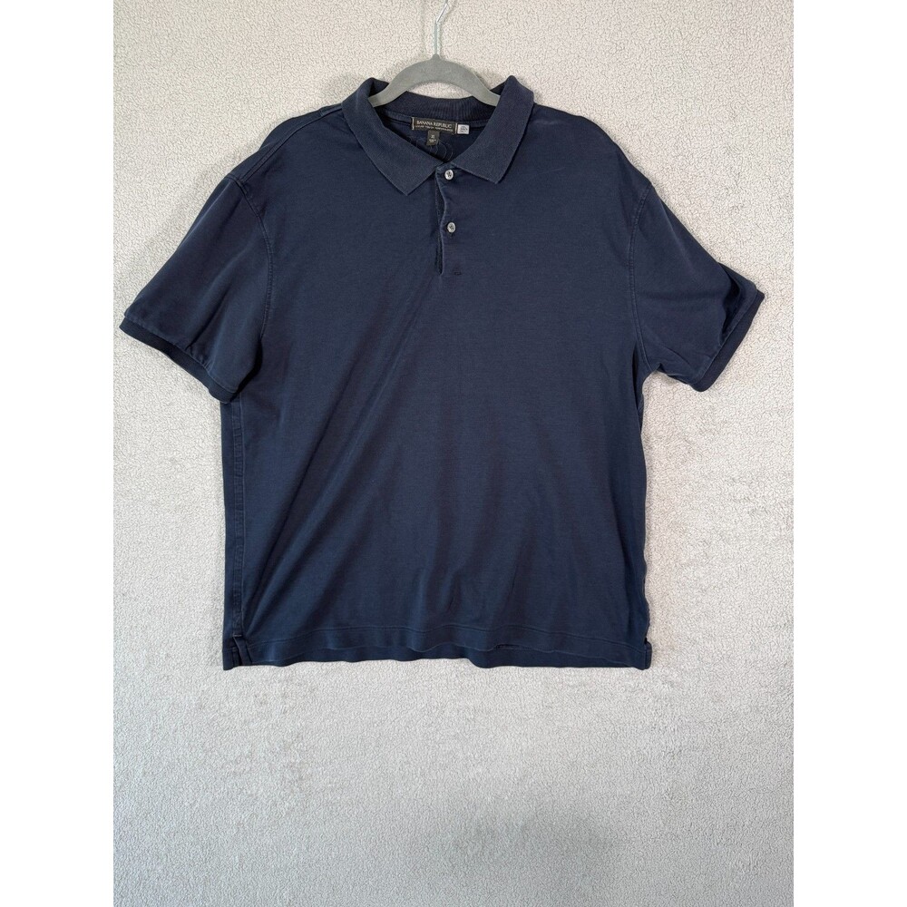 Banana Republic Luxury Touch Polo Shirt Mens XL Dark Navy Blue Short Sleeve